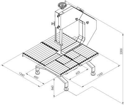 Пила ленточная электрическая напольная KT KT-750 (ROLLER TABLE)