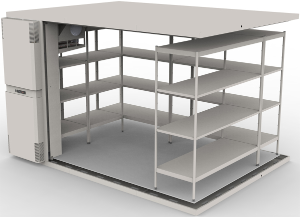 Камера холодильная замковая и Шип-Паз HAPPYCHEF CR L/R 27/21 S/S+SHELVING